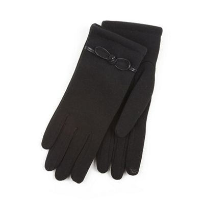 Isotoner Ladies Black Smartouch Glove with Bow Detail